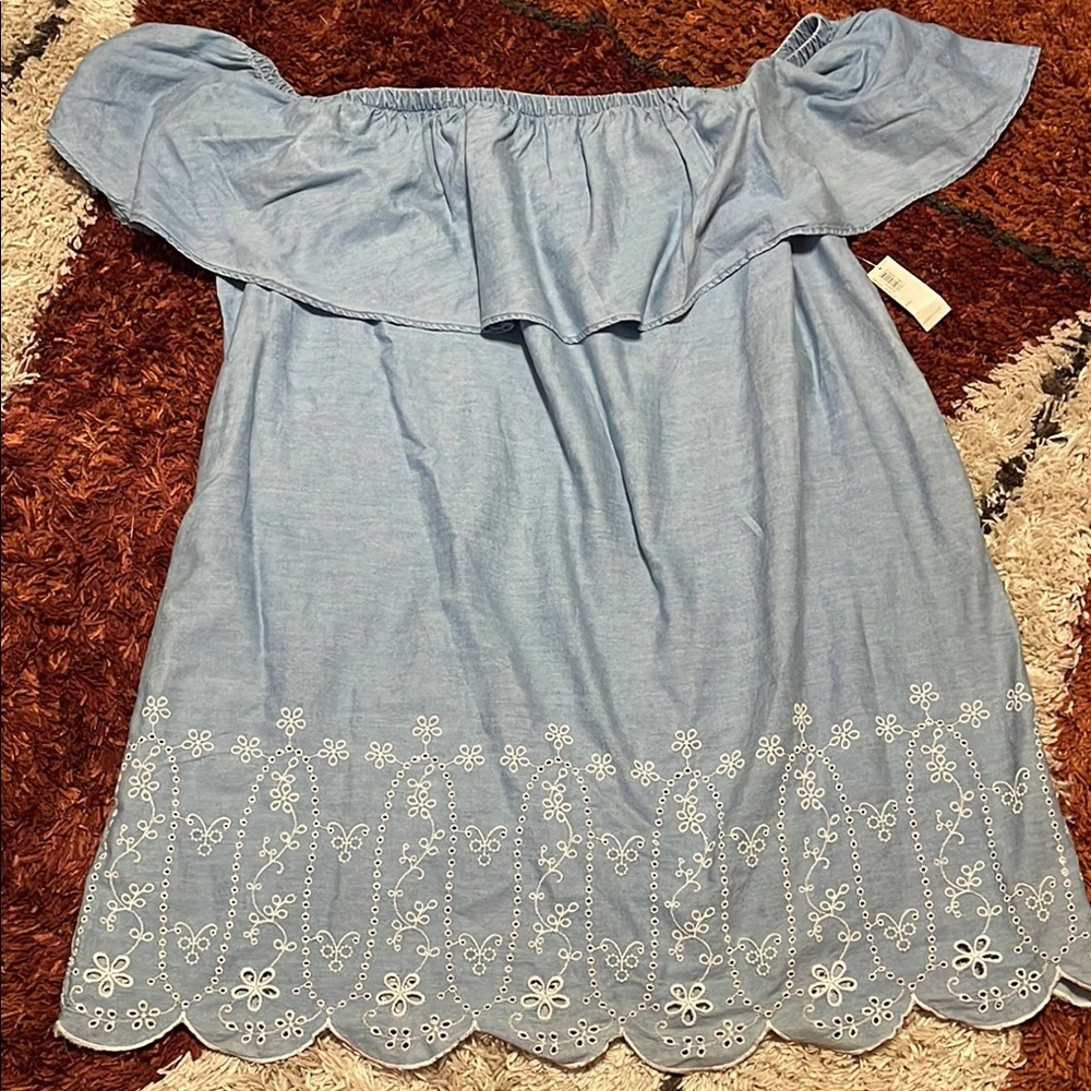 Oldnavy Off-Shoulder Dress with Embroidered Hem
